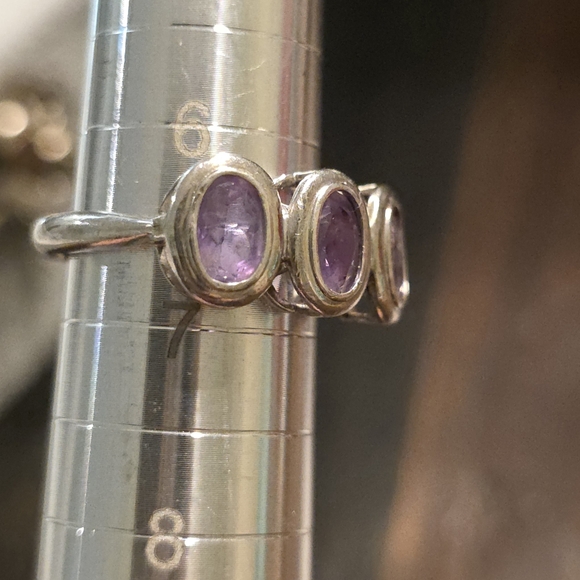 AMETHYST 925, STERLING SILVER, EARRINGS AND RING SET SIZE 6.5 - Picture 3 of 5